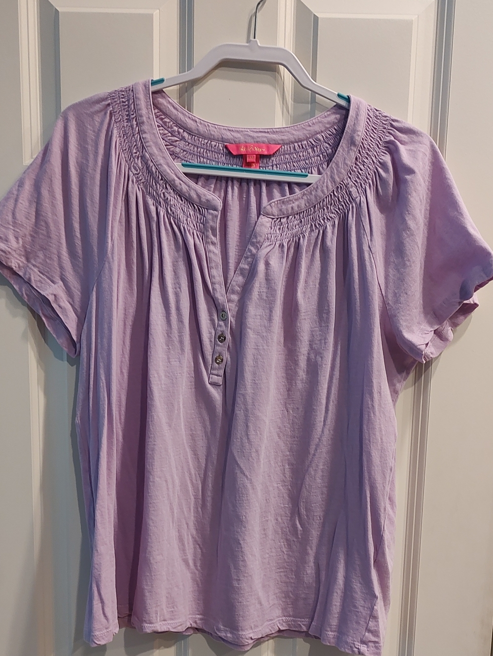 Lilly Pulitzer Lavender Short-Sleeve Peasant Top